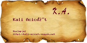 Kali Acicét névjegykártya